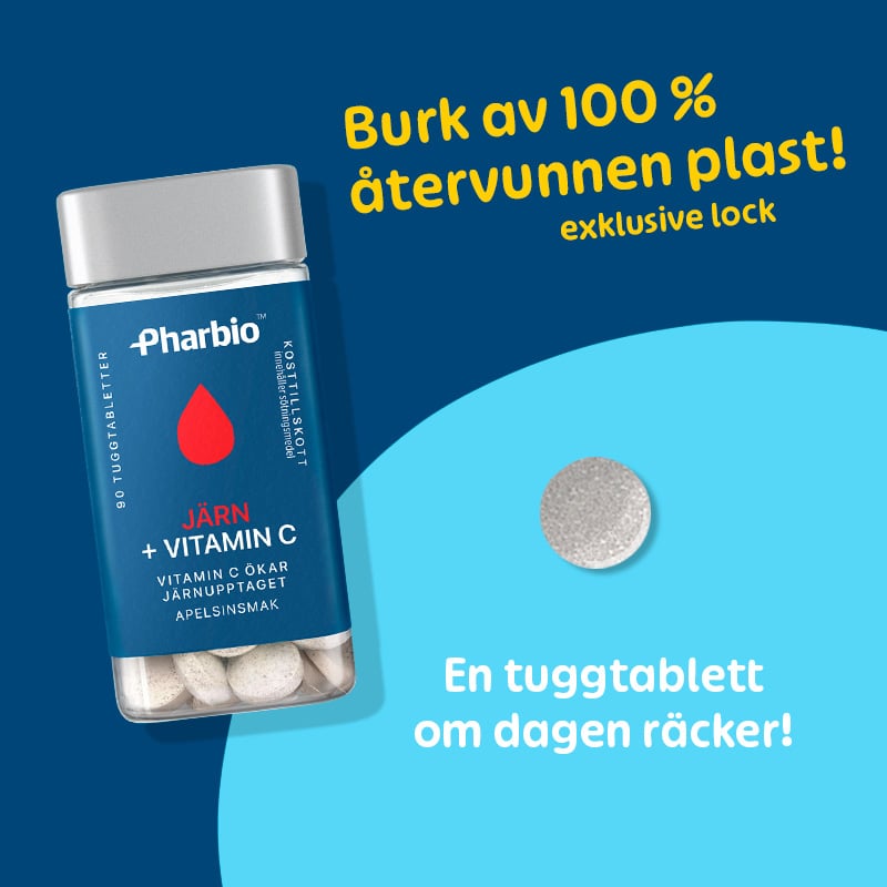 Pharbio Järn + Vitamin C 90 tuggtabletter