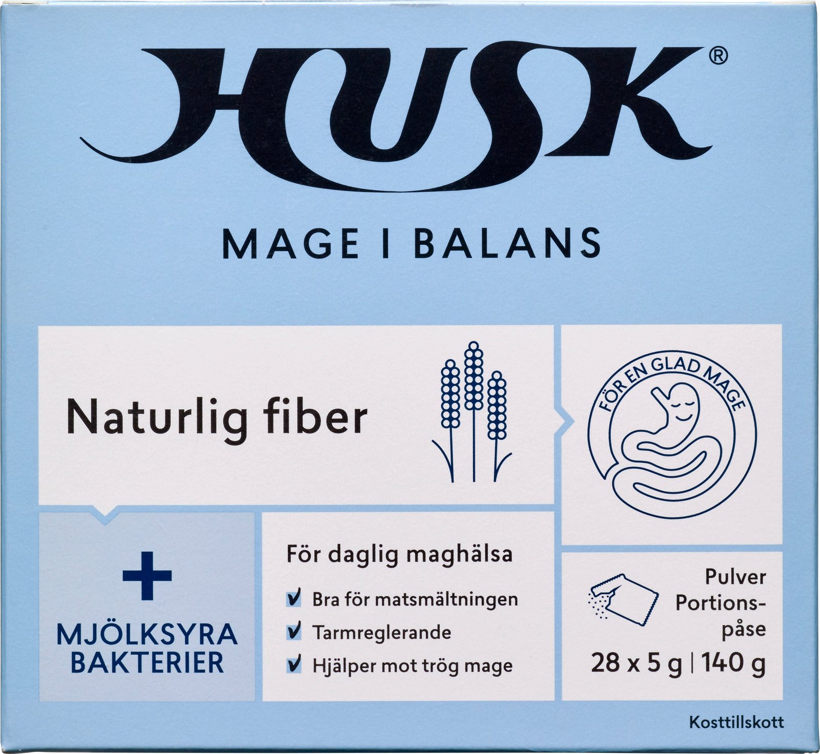 Husk Mage i balans + Mjölksyrabakterier 28 x 5g