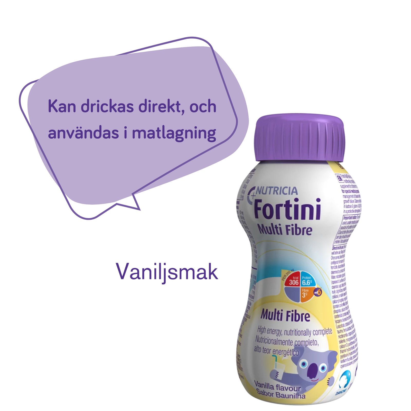 Nutricia Fortini Vanilj Näringsdryck för barn 4 x 200 ml