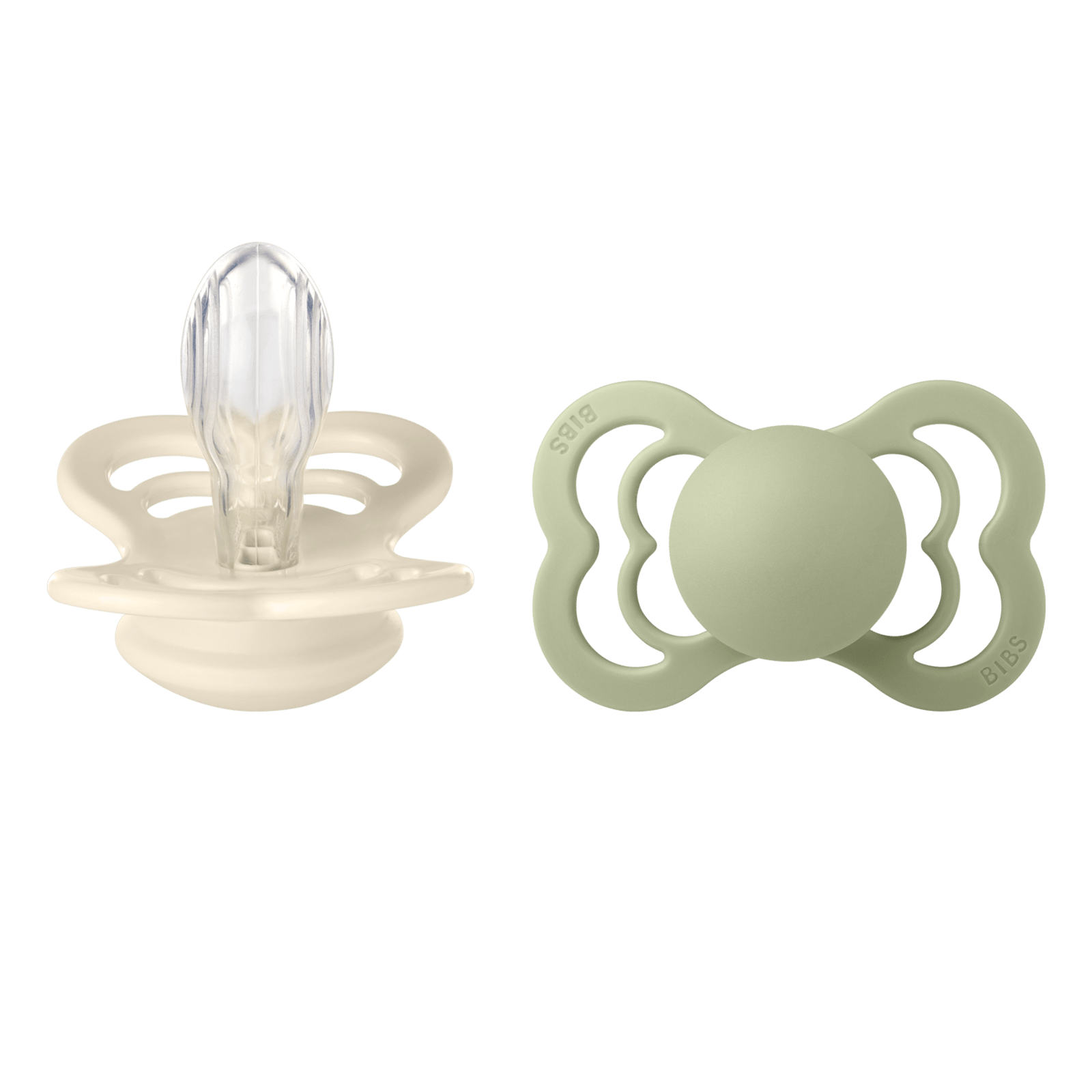 BIBS Supreme Silicone 6+ månader Size 2 Ivory/Sage 2 st
