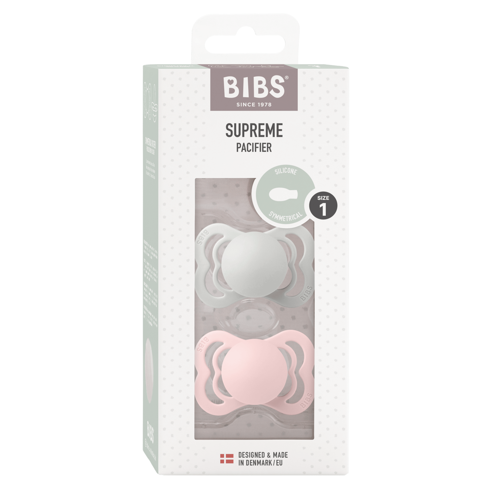 BIBS Supreme Silicone 0+ månader Size 1 Haze/Blossom 2 st