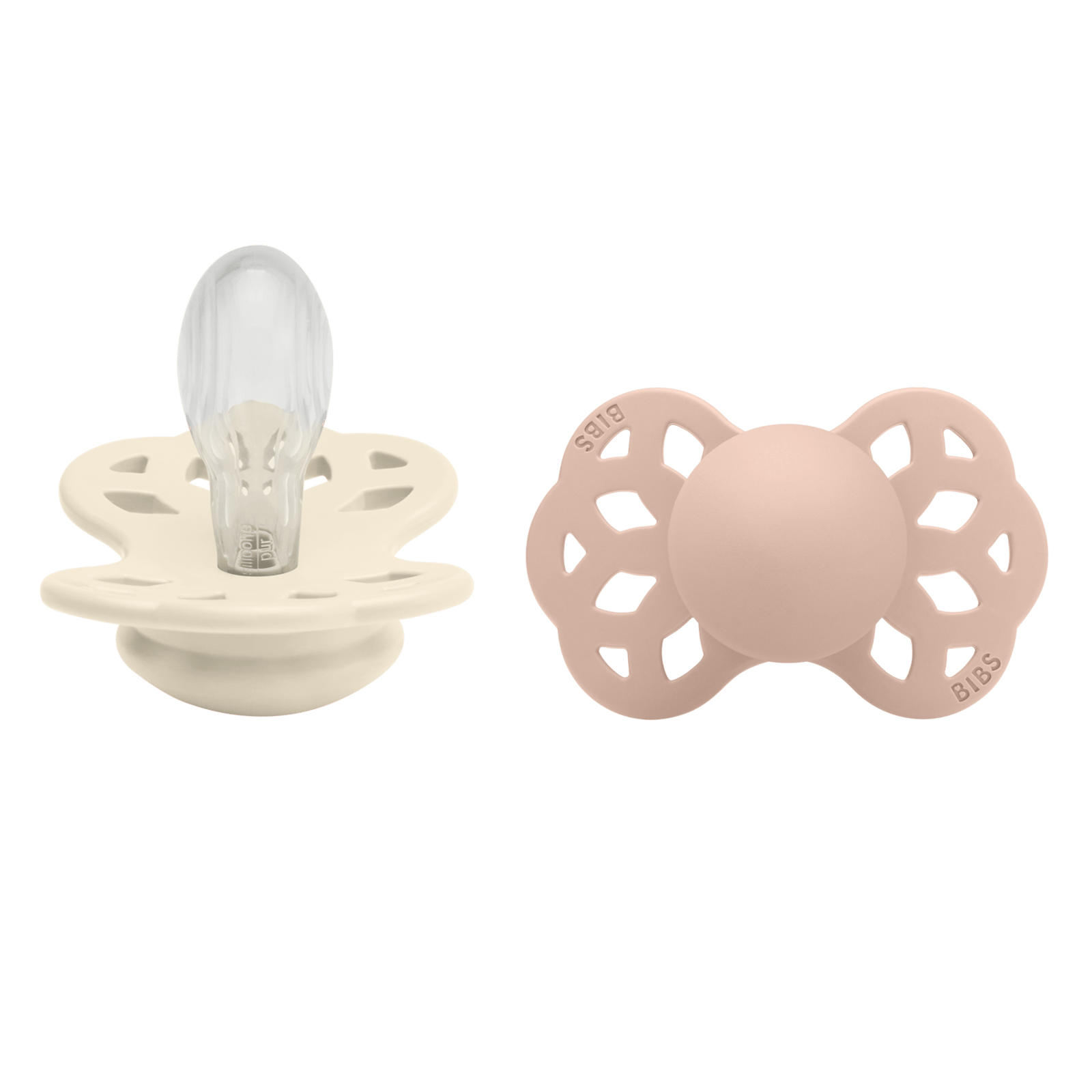 BIBS Infinity Symmetrical Silicone 6+ månader Size 2 Ivory/Blush 2 st