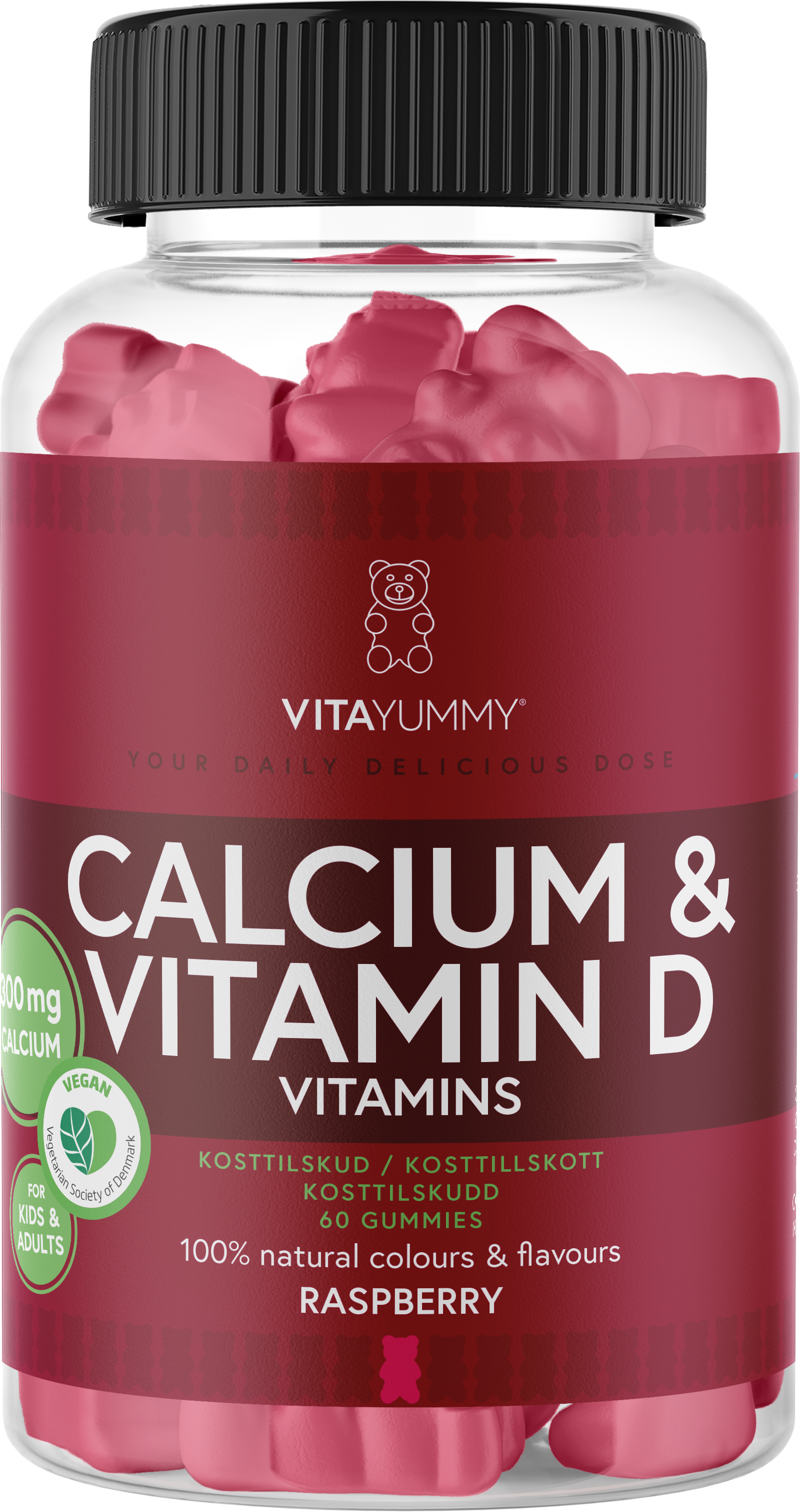 VitaYummy Calcium & Vitamin-D Raspberry 60 tuggtabletter