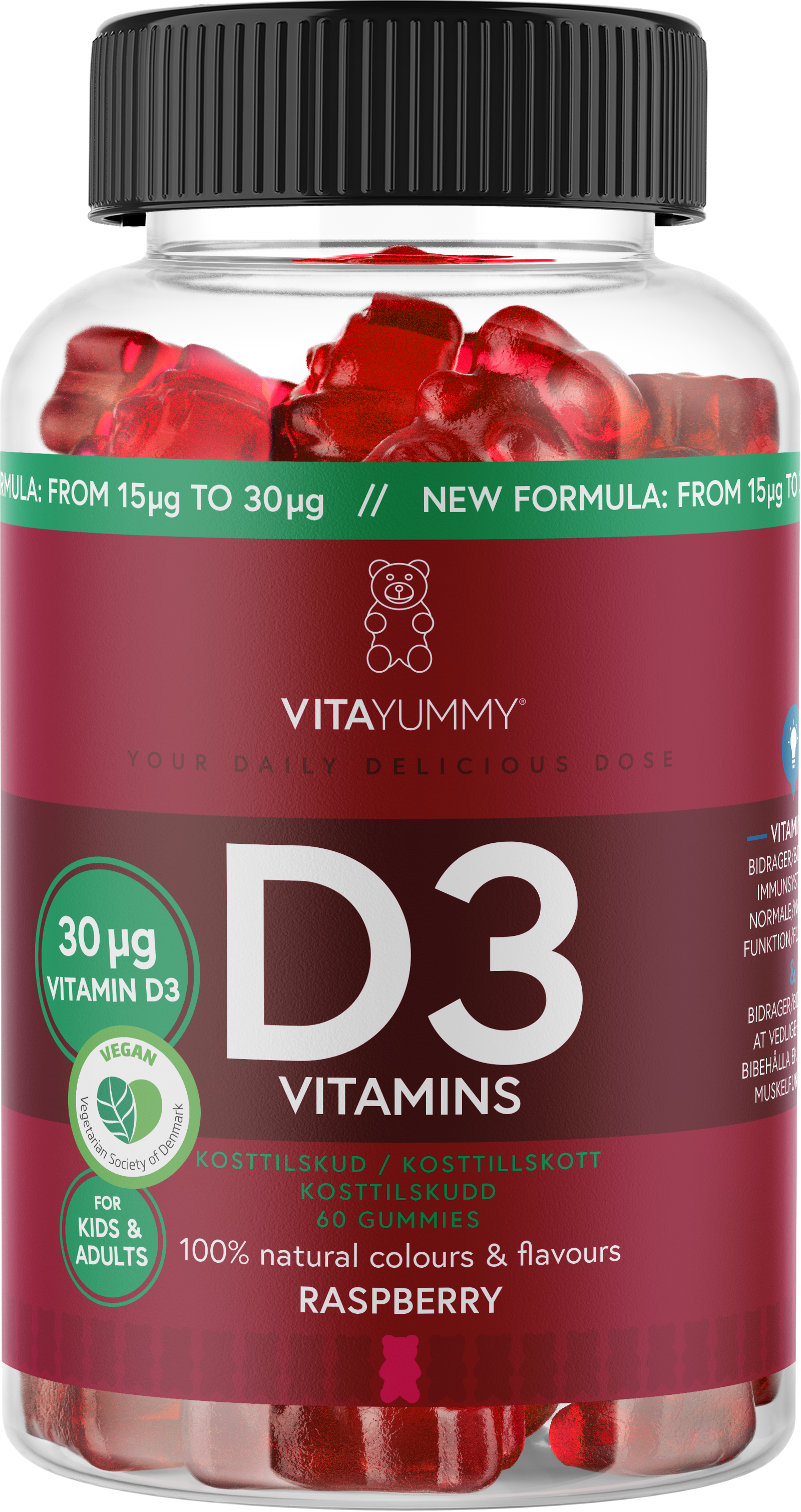 VitaYummy D3 Vitamins Raspberry 60 tuggtabletter