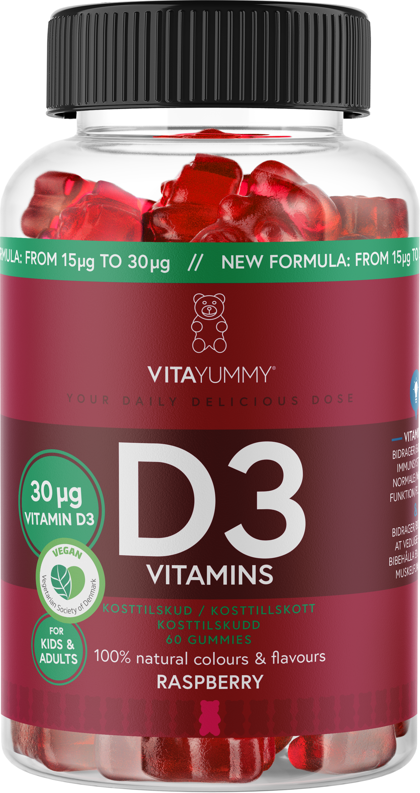 VitaYummy D3 Vitamins Raspberry 60 tuggtabletter