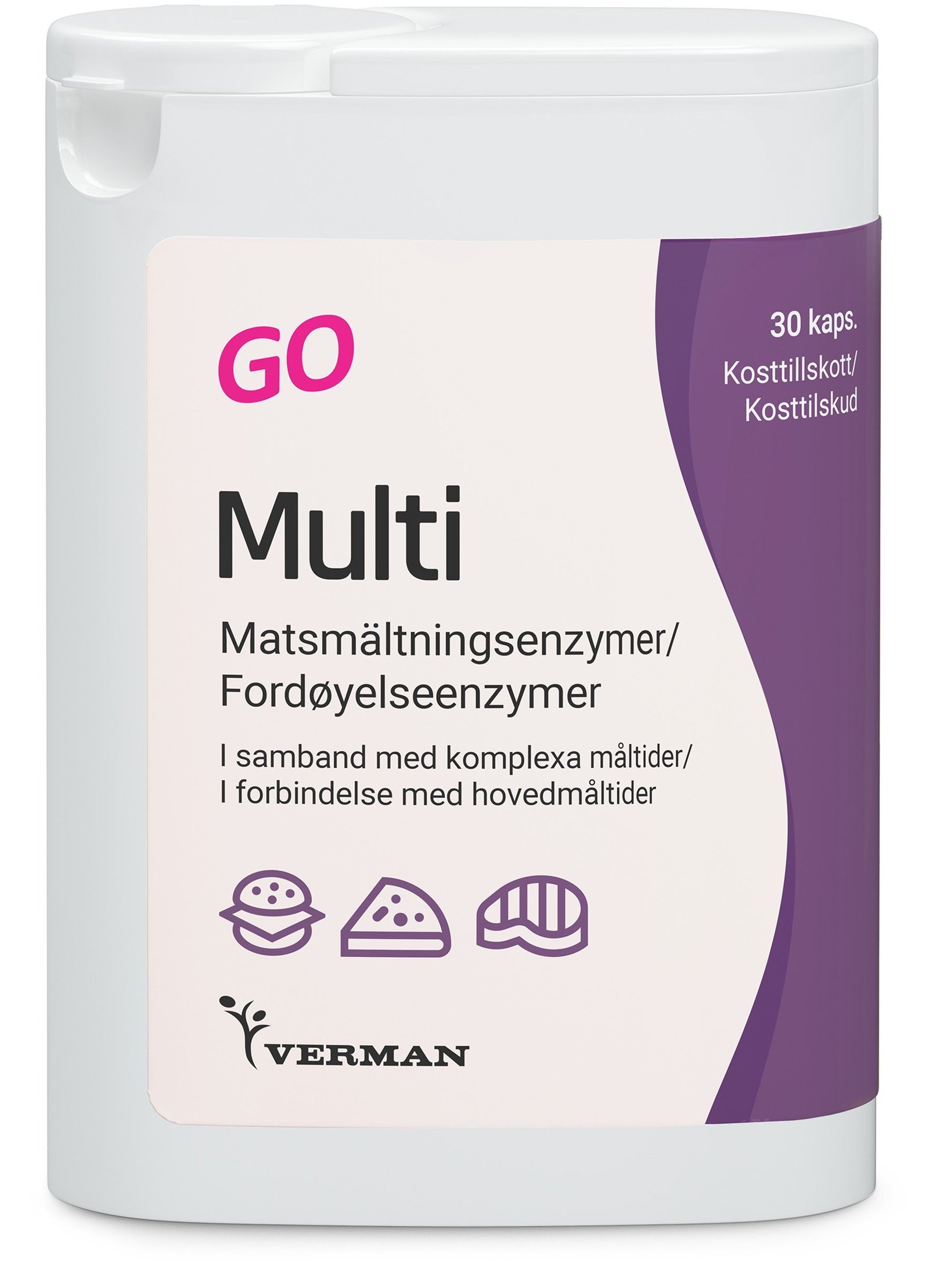 Verman Multienzym GO Matsmältningsenzymer 30 kapslar