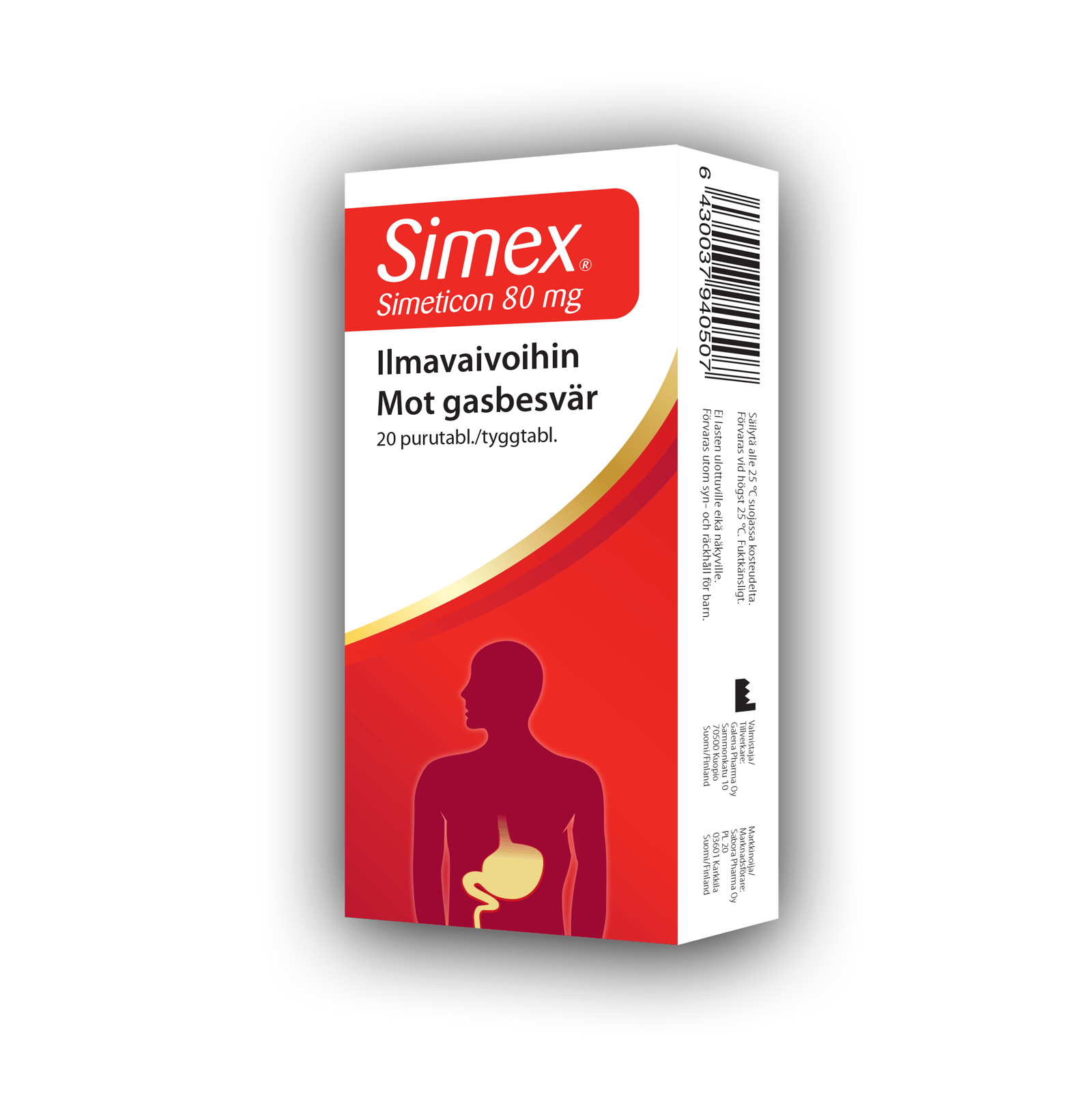 Simex Mot Gasbesvär Simetikon 80 mg 20 tuggtabletter