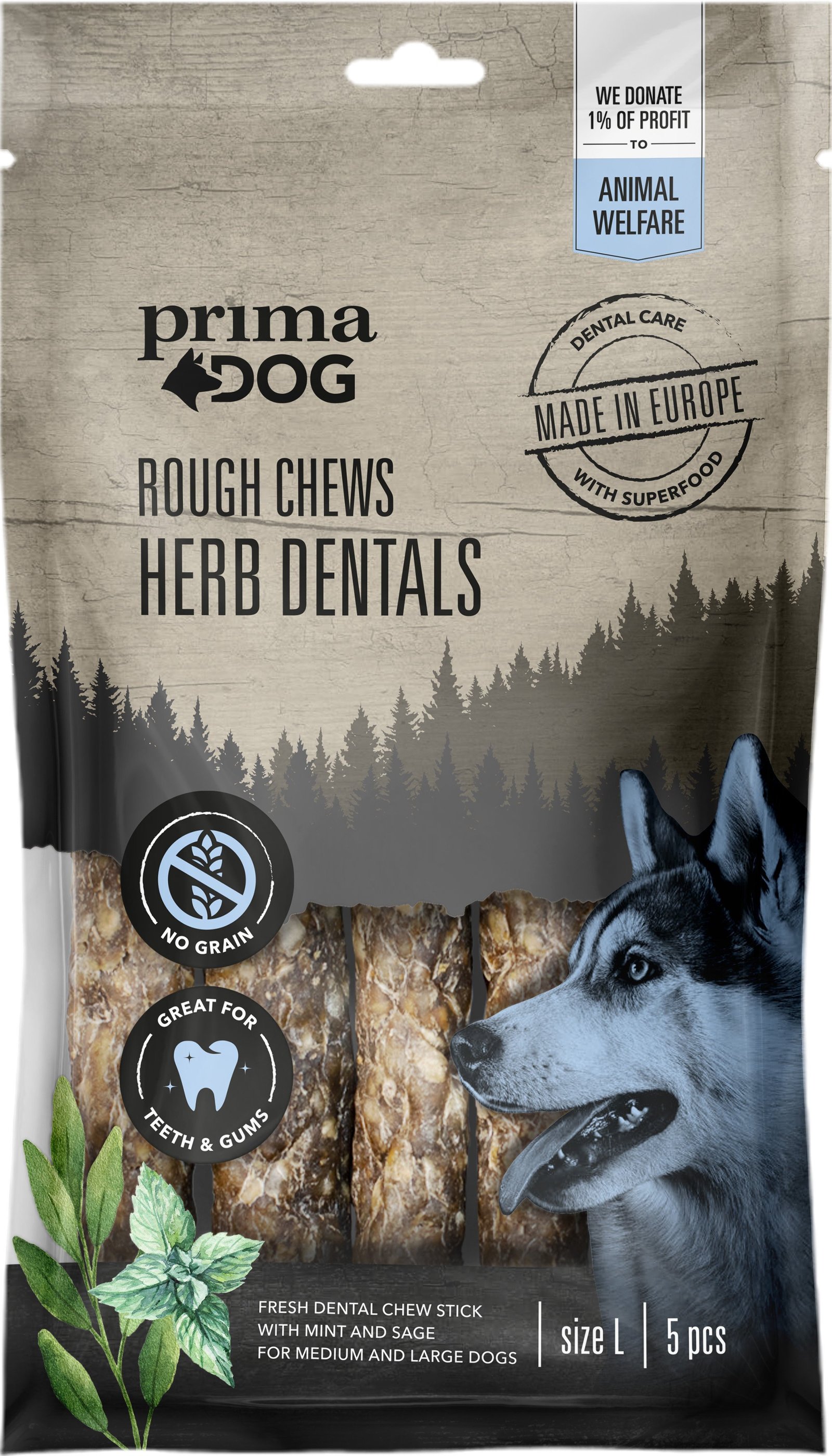 primaDog Rough Chews Herb Dentals Size L 5 st