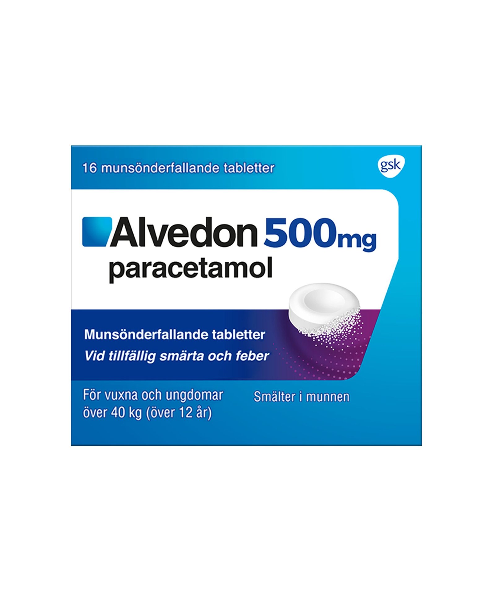 Alvedon Munsönderfallande Tabletter 500 mg 16 st