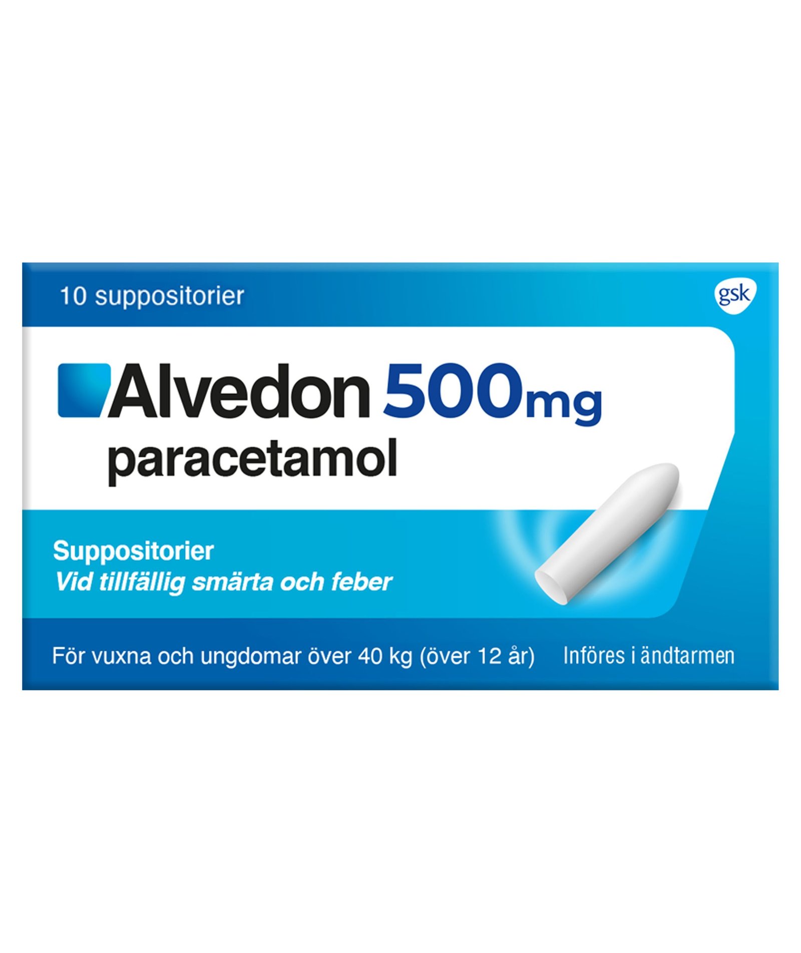 Alvedon Suppositorium 500 mg Paracetamol (+40kg) 10 st