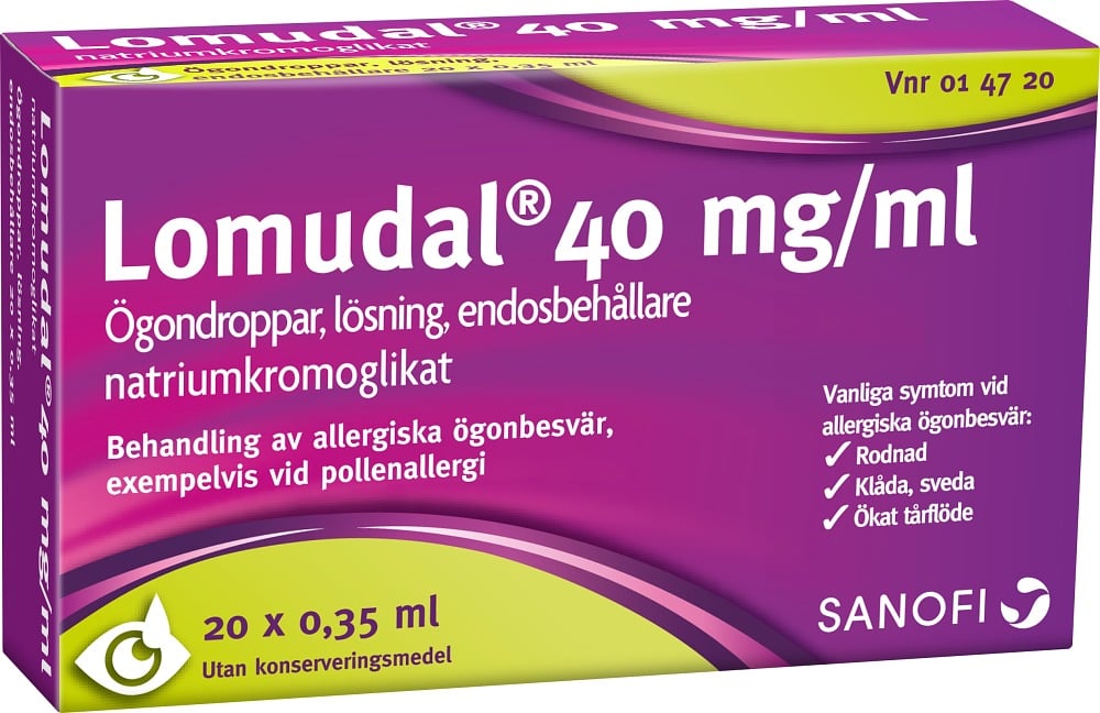 Lomudal Ögondroppar endosförpackning, 40 mg/ml, 0,35 ml x 20 st
