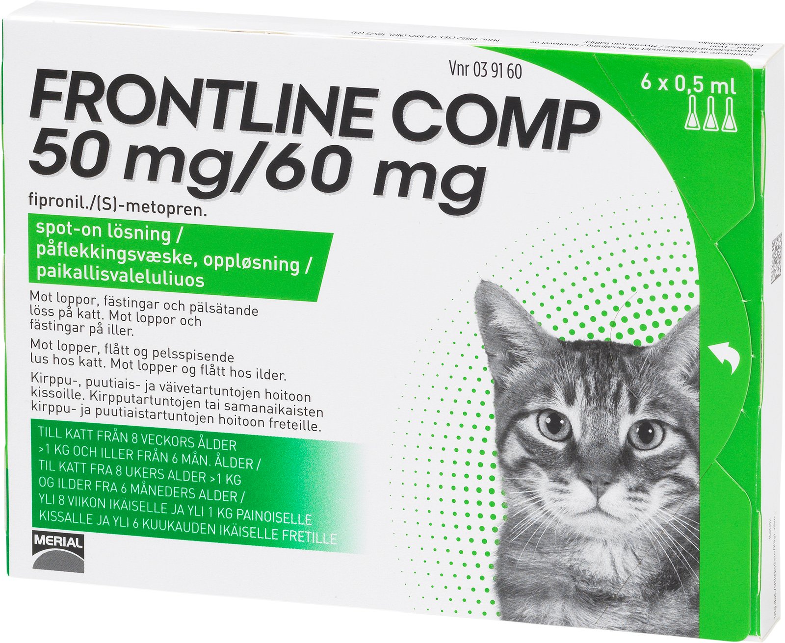 Köp Frontline Comp Spot-on Lösning Katt 50mg/60mg 6 x 0,5 ml | Apohem