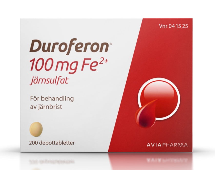 Duroferon 100mg Fe2+ Järnsulfat 200 depottabletter
