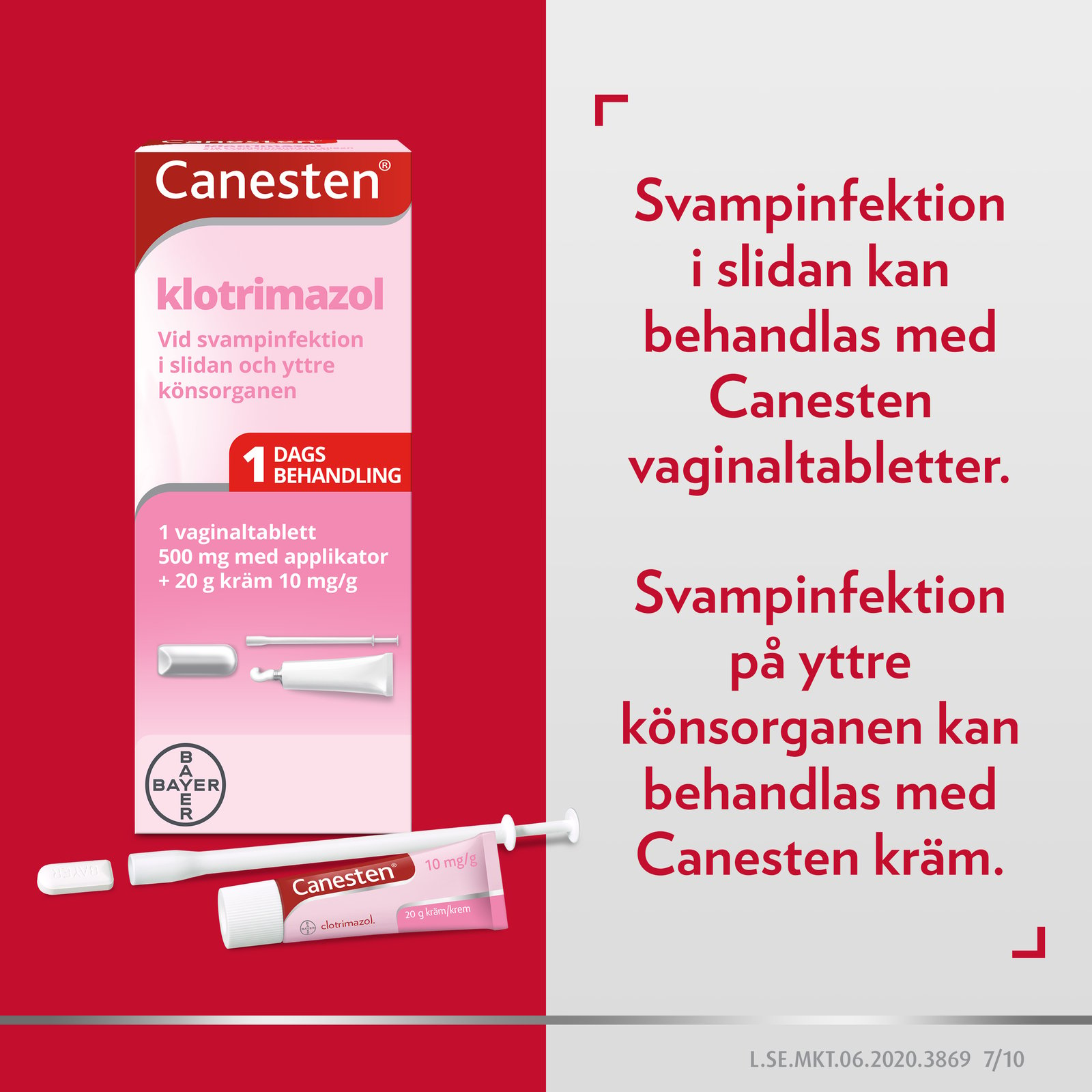 Kombinationsförpackning Vaginaltablett 500 mg 1 st + 20 g Kräm10 mg/g