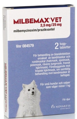 Milbemax Vet. tuggtablett 2,5 mg/25 mg, 2 st