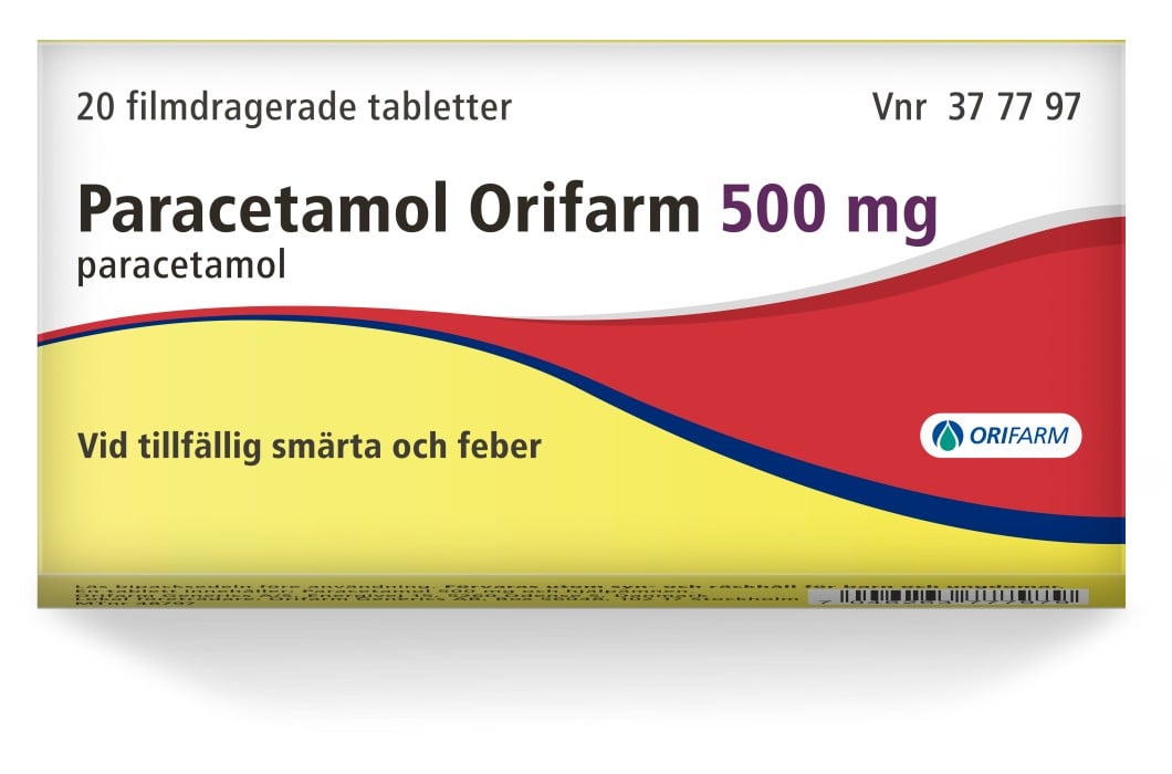 Paracetamol Orifarm 500 mg Paracetamol 20 tabletter