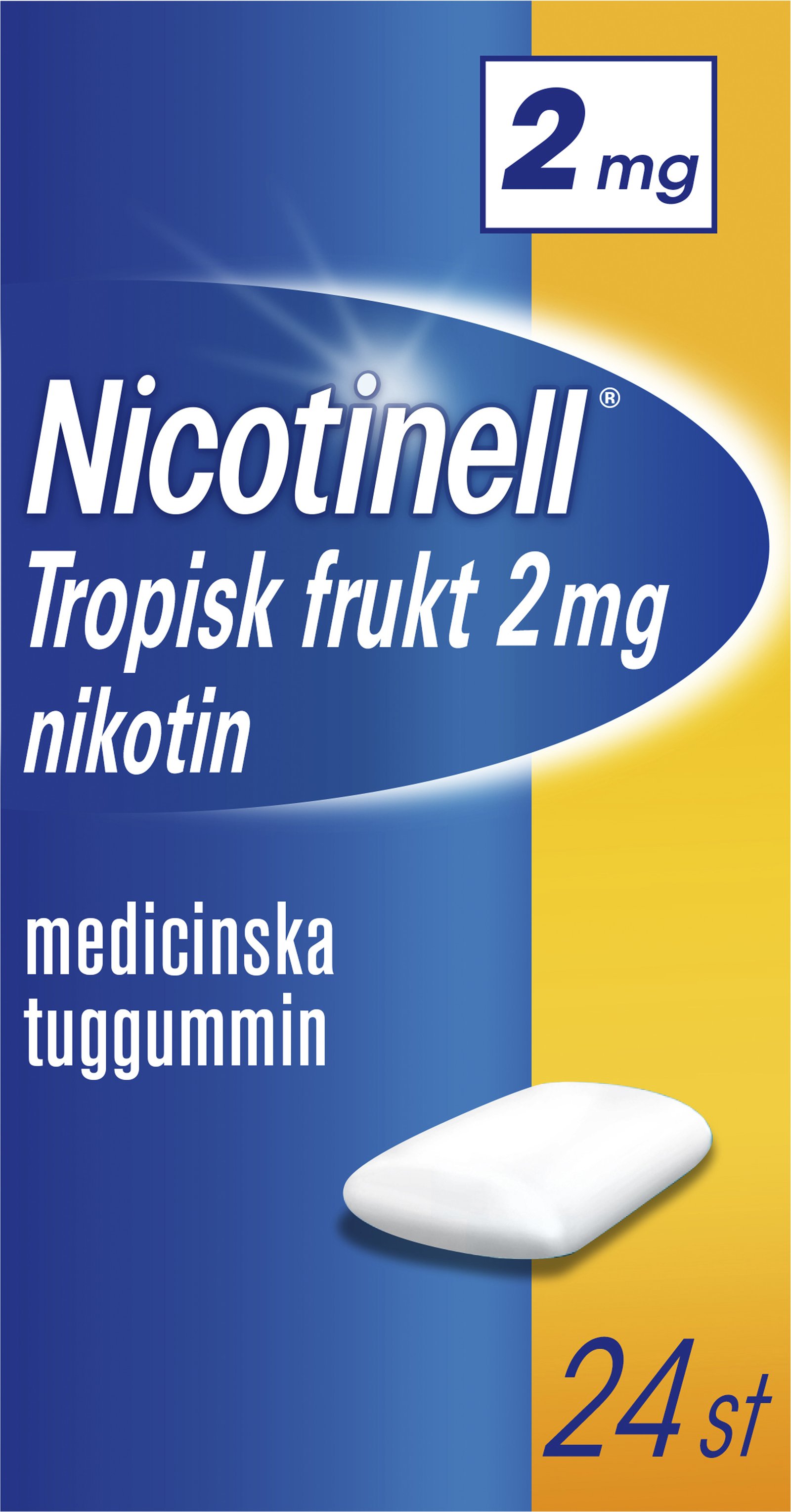 Nicotinell Tropisk Frukt 2 mg Nikotin Medicinska tuggummin 24 st