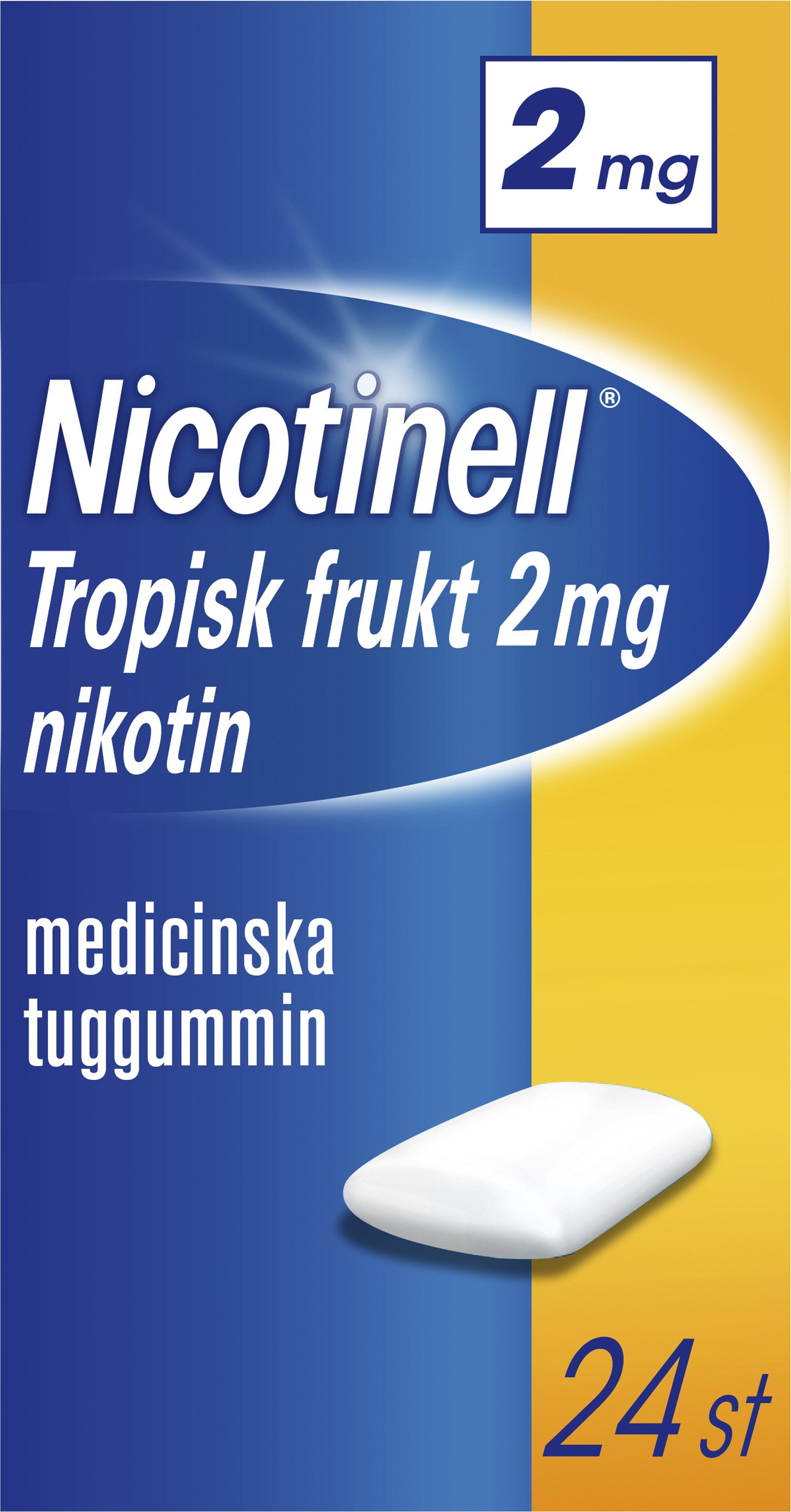 Nicotinell Tropisk Frukt 2 mg Nikotin Medicinska tuggummin 24 st