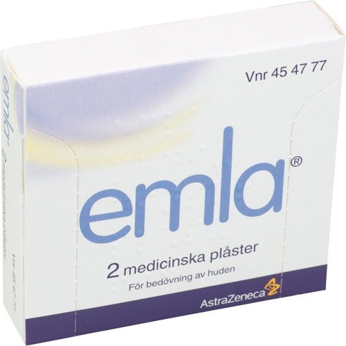 EMLA medicinskt plåster 25 mg/25 mg, 2 st
