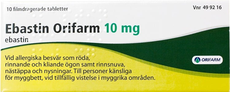 Ebastin Orifarm 10 mg Ebastin 10 tabletter