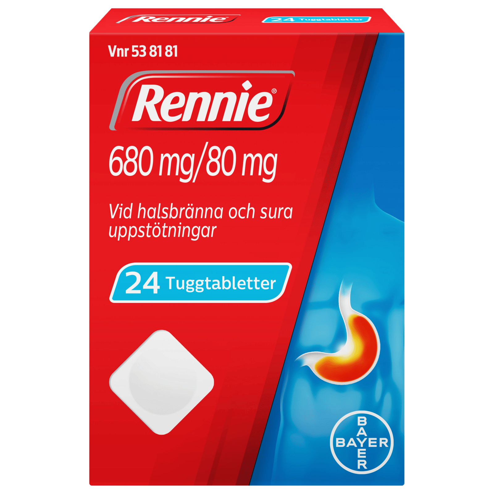 Rennie Tuggtabletter 680 mg/80 mg 24 st