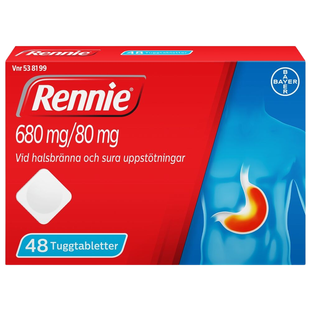 Rennie Tuggtablett 680 mg/80 mg 48 st