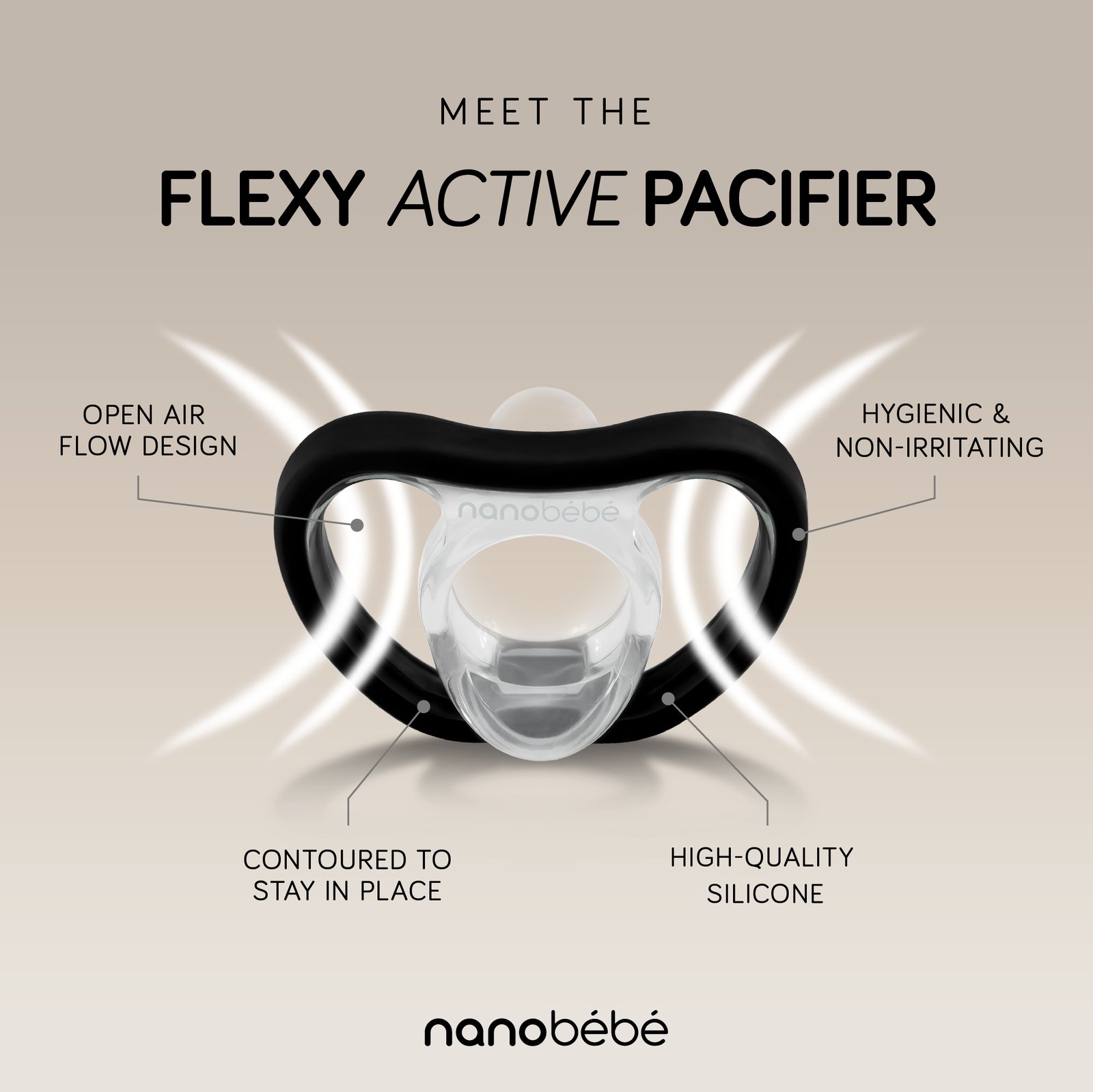 Nanobébé Active Flexy Napp Silikon Rosa/Vit 4 st