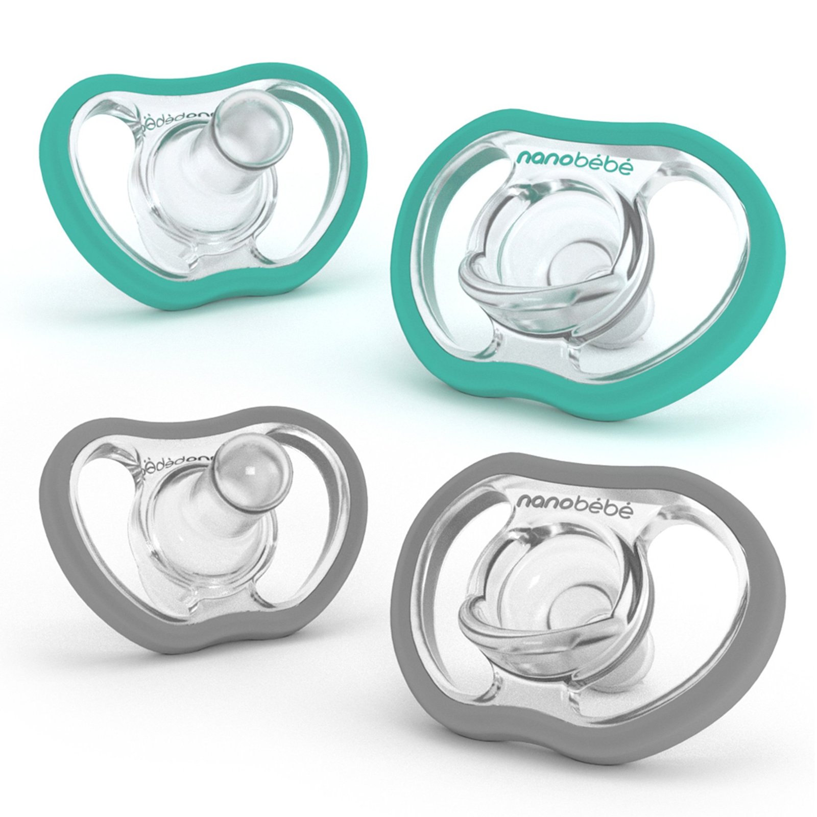 Nanobébé Active Flexy Napp Silikon Turkos/Grå 4 st