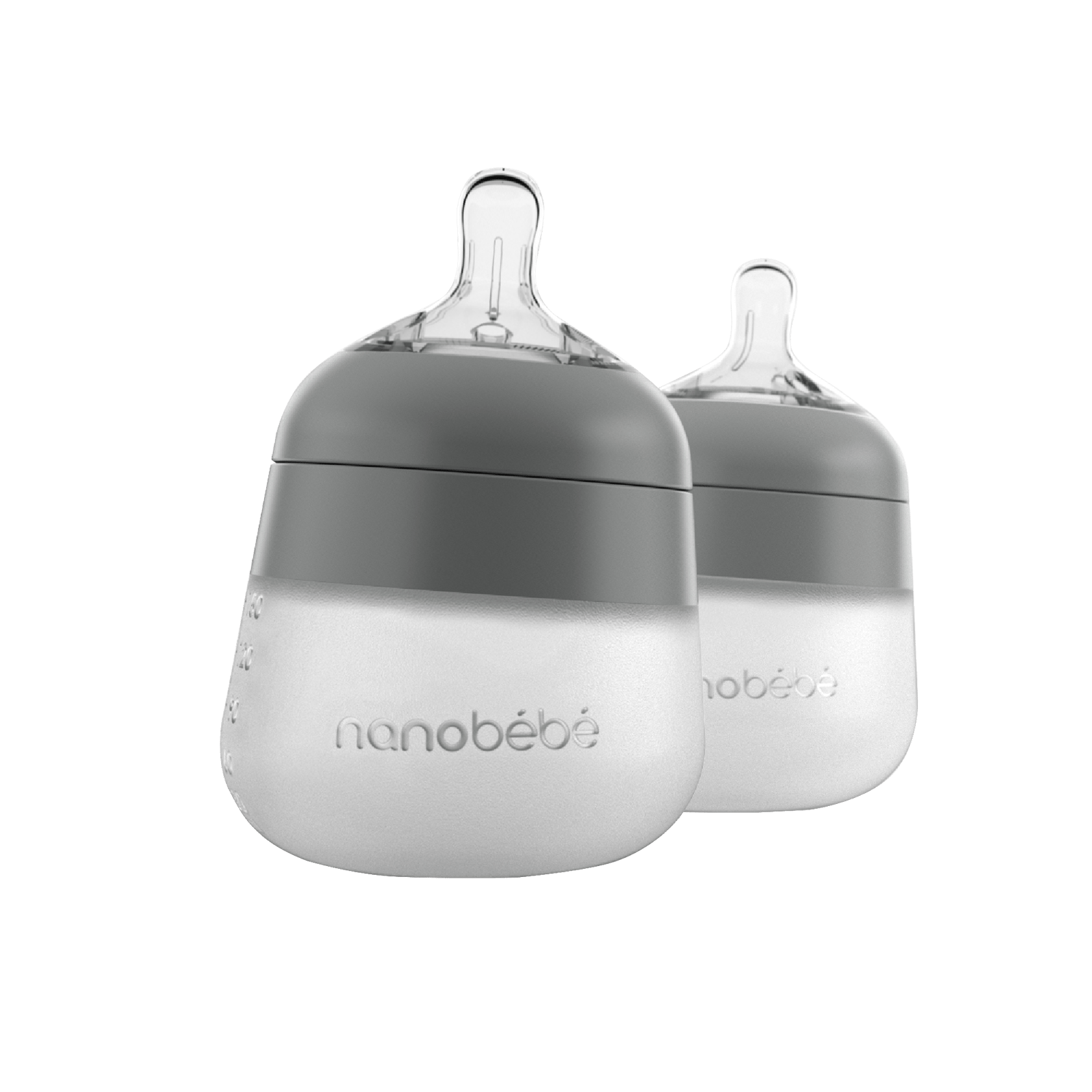 Nanobébé Flexy silikonflaska Anti-kolik 150 ml Grå 2st