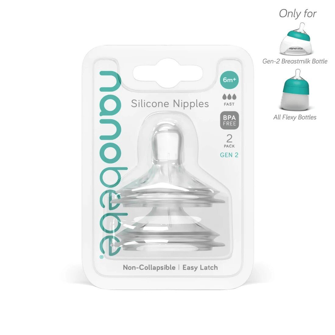Nanobébé Dinapp Fast Flow Från 6 månader Anti-Kolik 2-pack