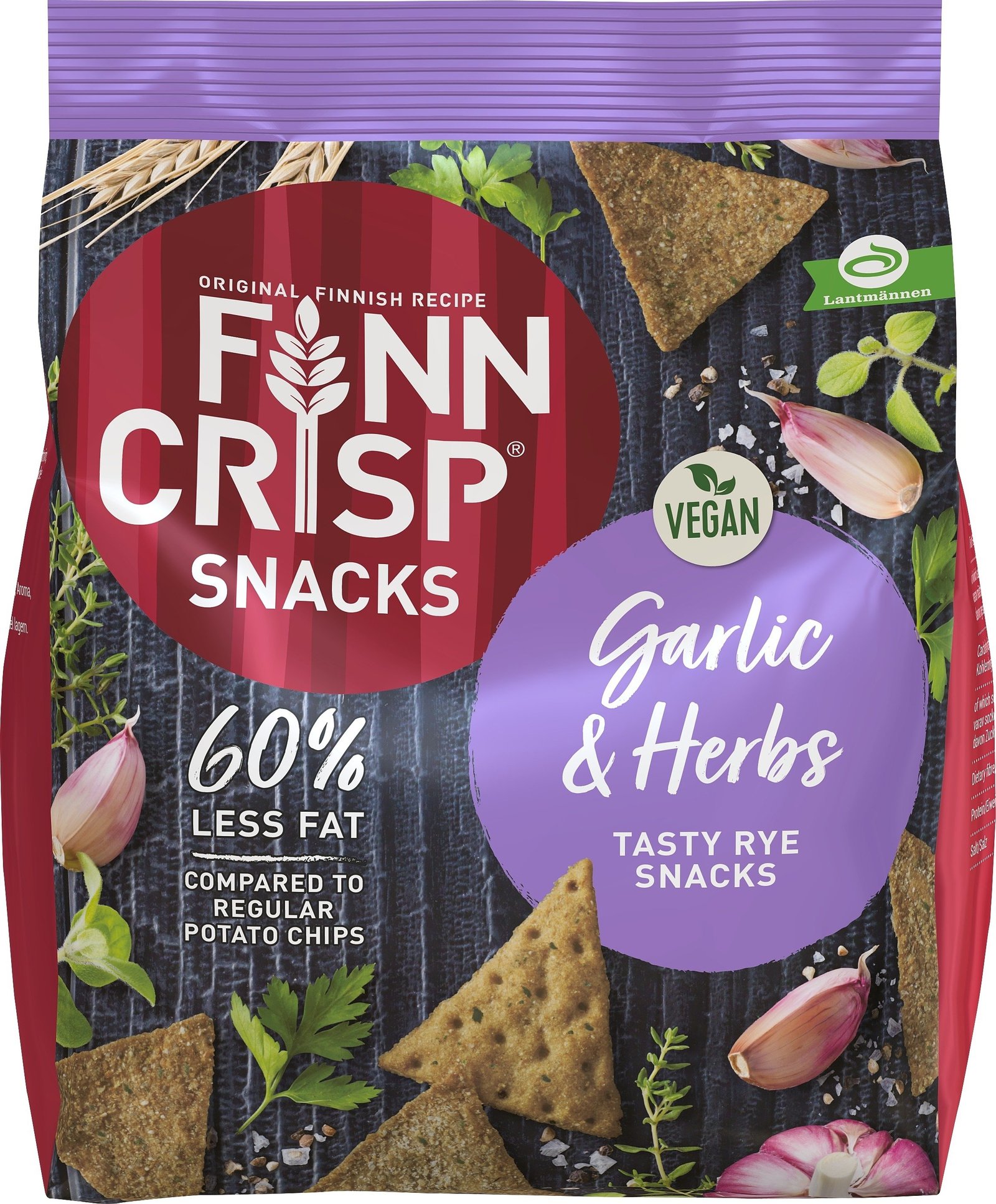 FINN CRISP Rye Snacks Garlic & Herbs 150 g