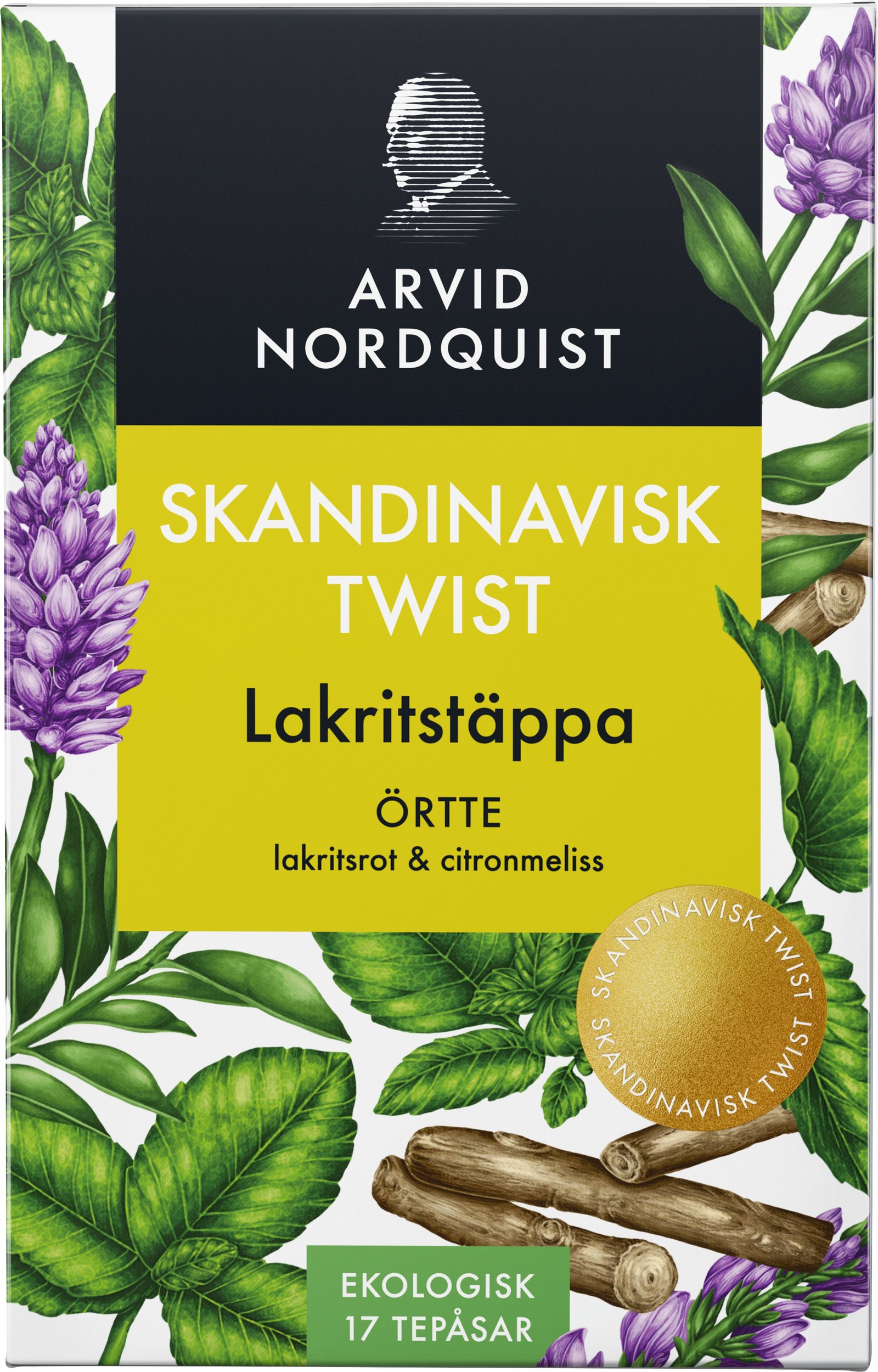 ARVID NORDQUIST Skandinavisk Twist Lakritstäppa Örtte Lakritsrot & Citronmeliss 17 påsar