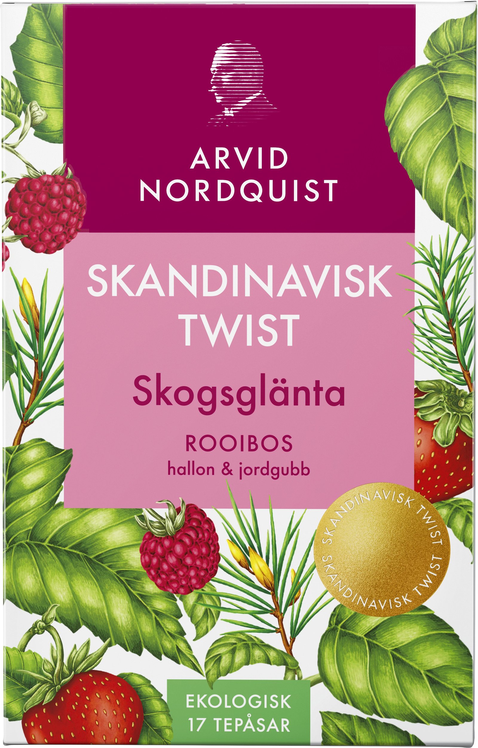 ARVID NORDQUIST Skandinavisk Twist Skogsglänta Rooibos Hallon & Jordgubb 17 påsar