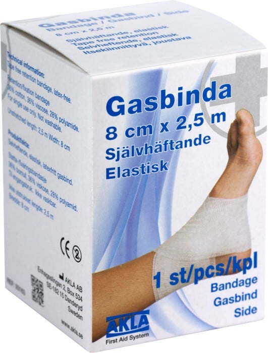 AKLA Självhäftande gasbinda 8 cm x 2,5 m