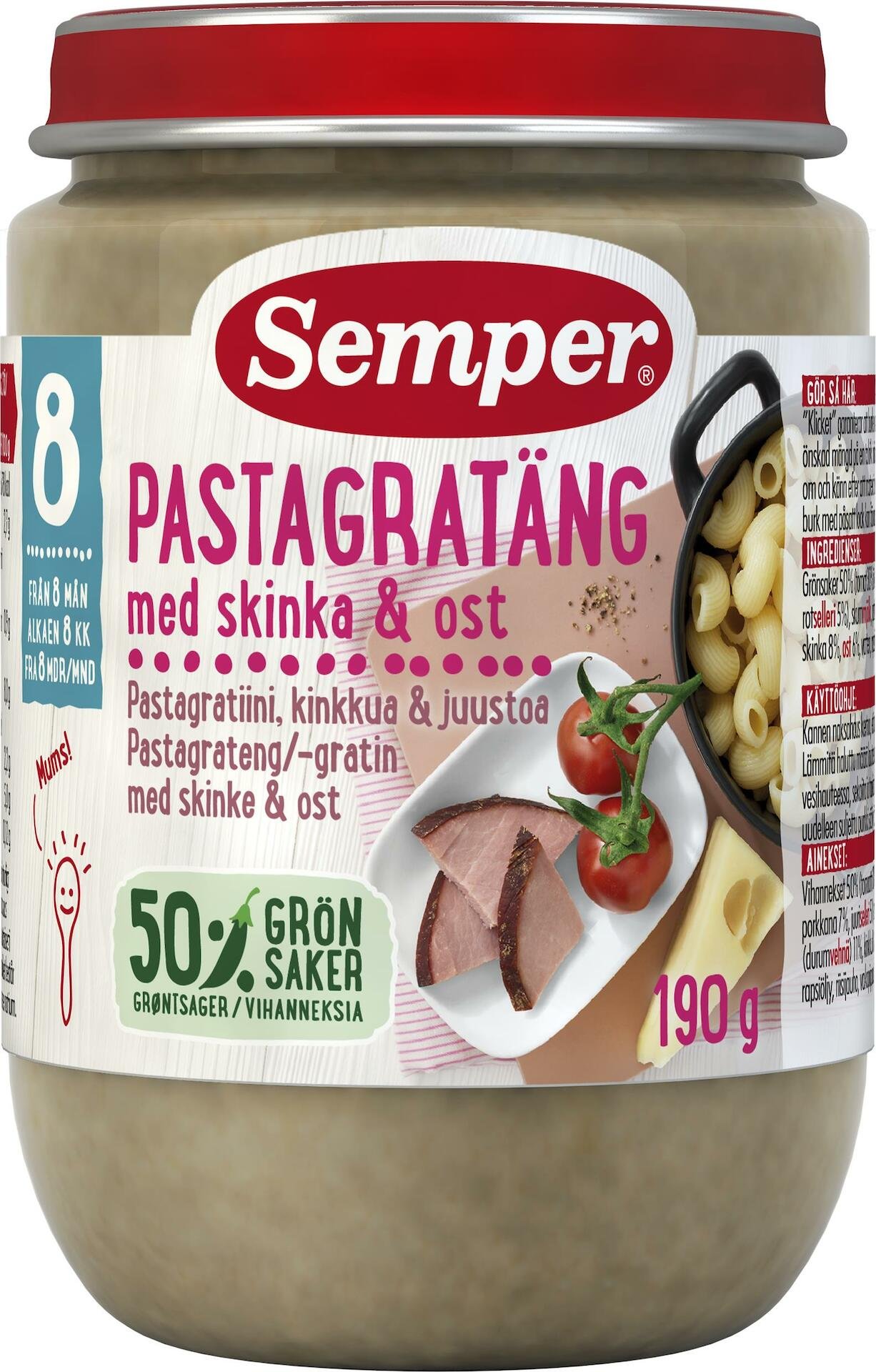 Semper Pastagratäng Skinka & Ost 190g