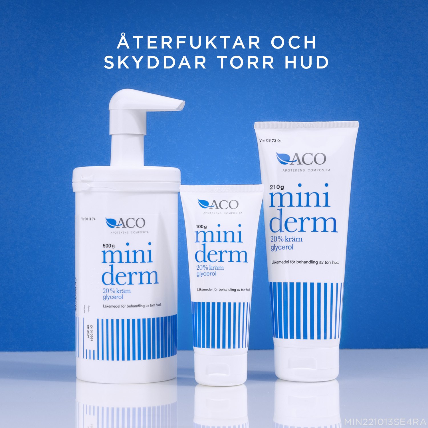 Miniderm Kräm 20% glycerol Torr Hud 500g