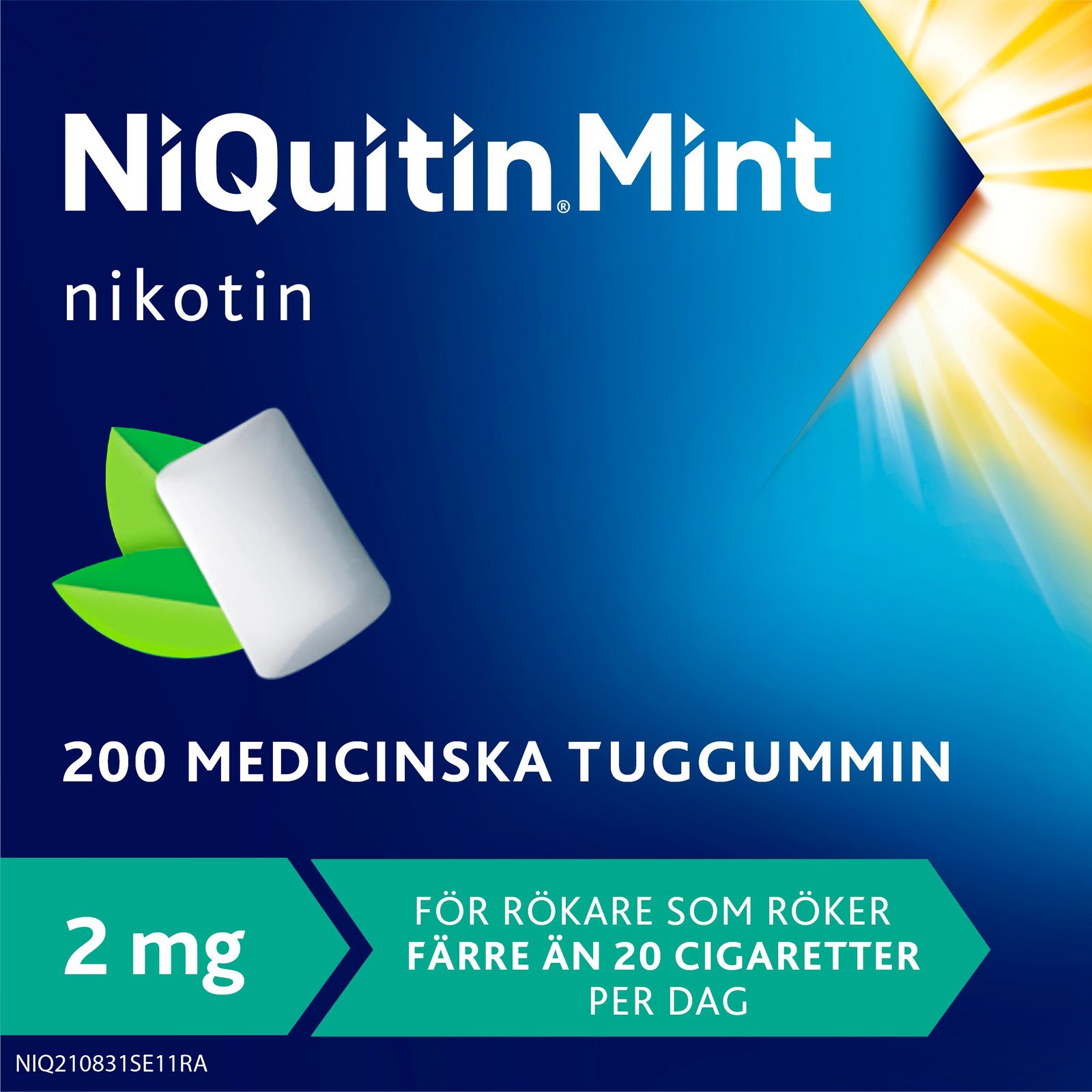 NiQuitin Mint 2 mg Medicinskt Nikotintuggummi 200 st