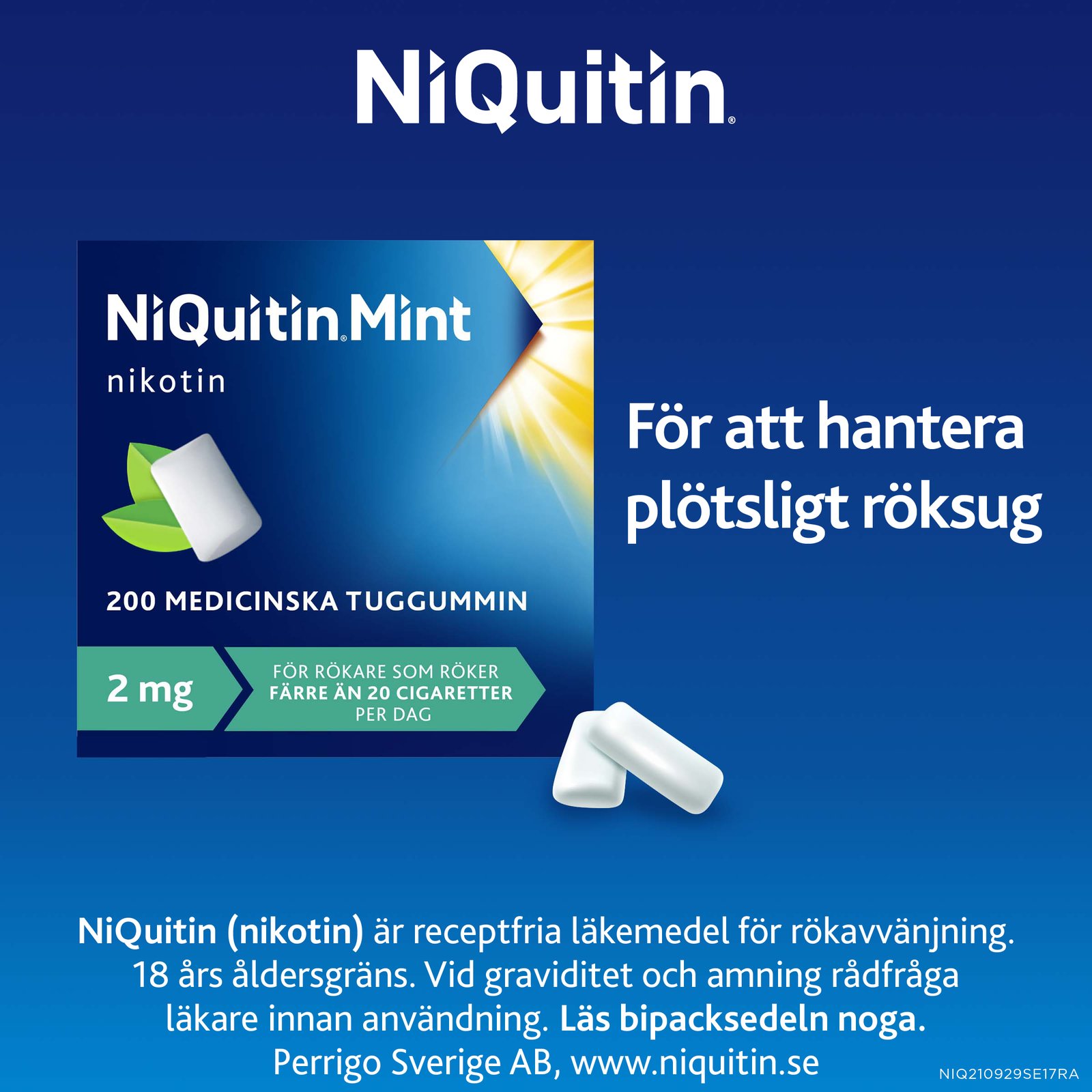 NiQuitin Mint 2 mg Medicinskt Nikotintuggummi 200 st