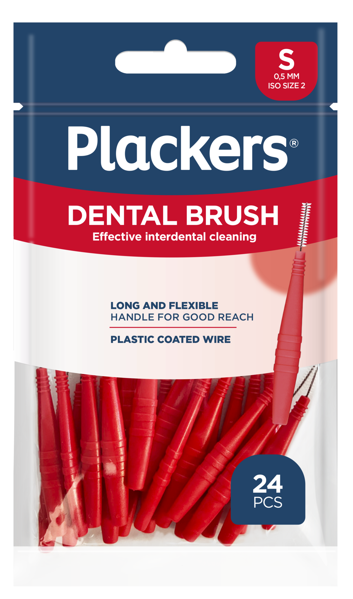 Plackers Dental Brush Mellanrumsborste Röd S (0,5 mm) 24 st