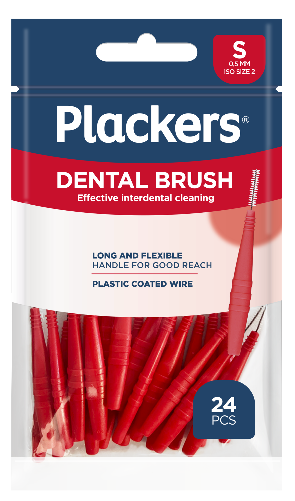 Plackers Dental Brush Mellanrumsborste Röd S (0,5 mm) 24 st