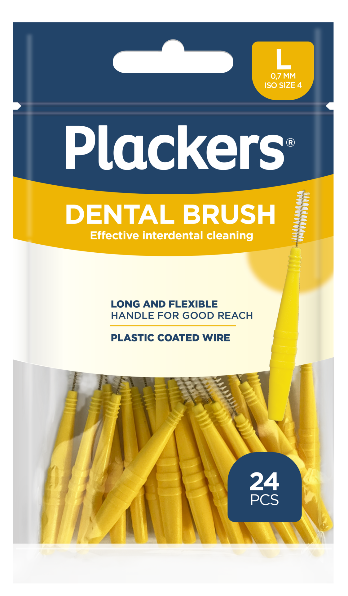 Plackers Dental Brush Mellanrumsborste Gul L (0,7 mm) 24 st