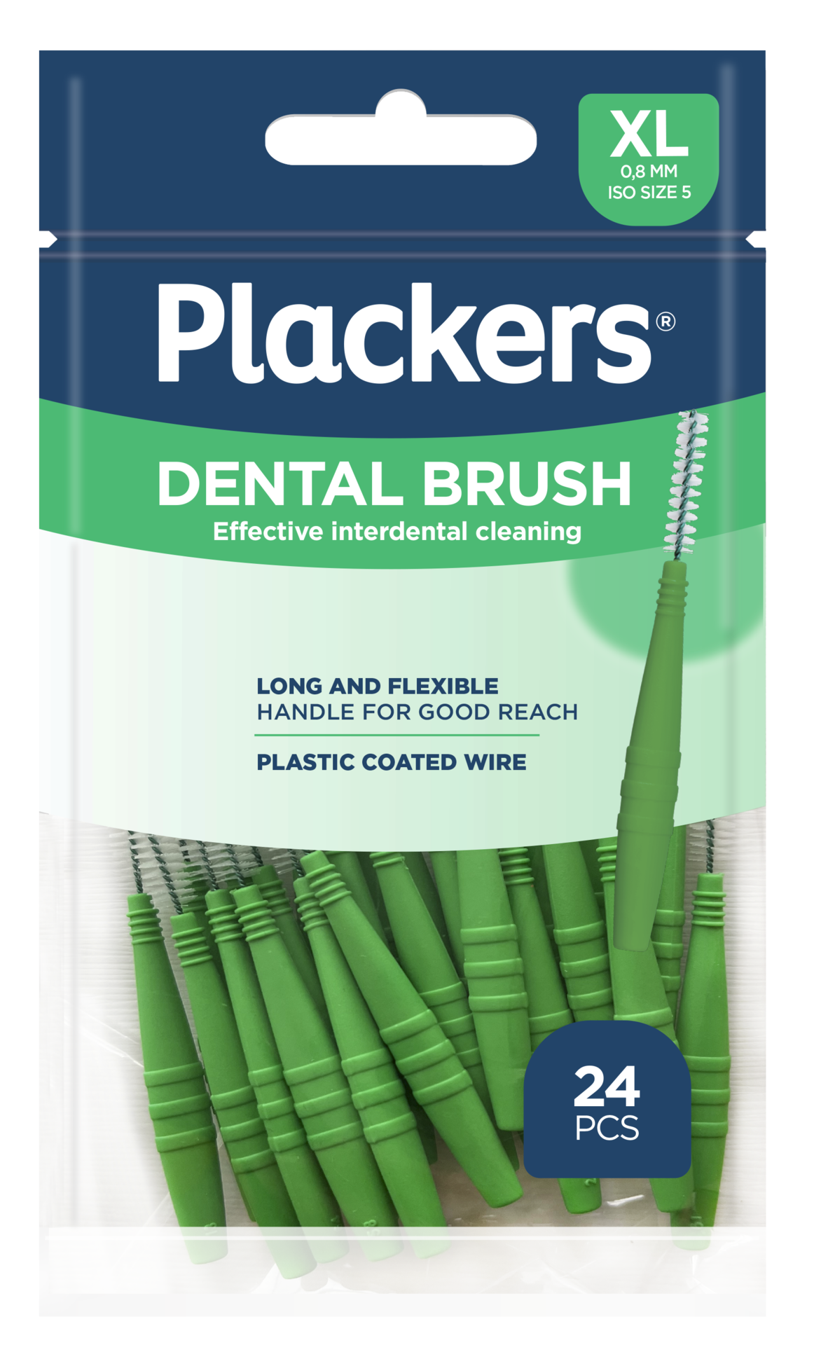 Plackers Dental Brush Mellanrumsborste Grön XL (0,8 mm) 24 st