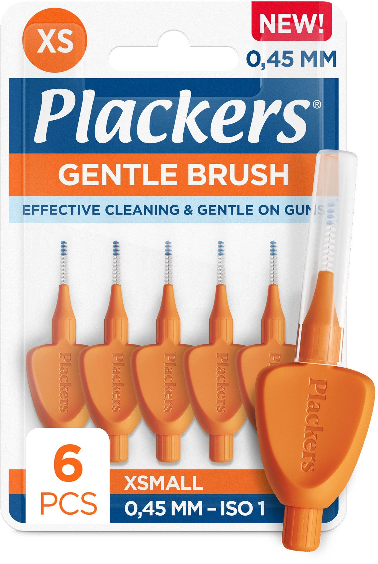 Plackers Gentle Brush Skonsam Mellanrumsborste Orange XS (0,45 mm) 6 st