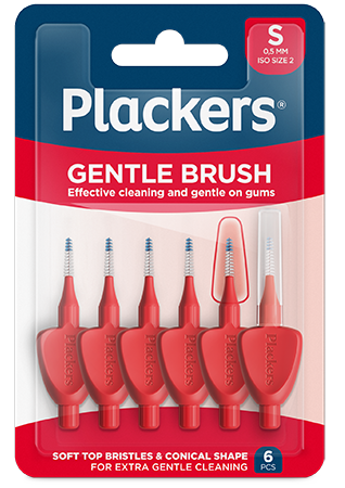 Plackers Gentle Brush Skonsam Mellanrumsborste Röd S (0,5 mm) 6 st