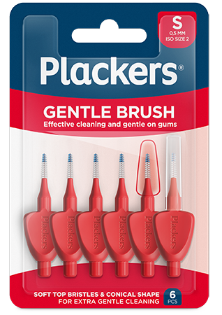 Plackers Gentle Brush Skonsam Mellanrumsborste Röd S (0,5 mm) 6 st