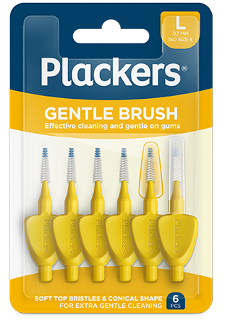 Plackers Gentle Brush Skonsam Mellanrumsborste Gul L (0,7 mm) 6 st
