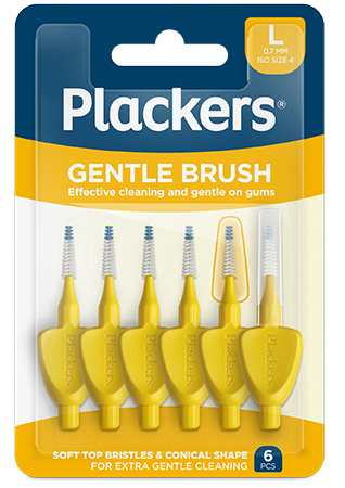 Plackers Gentle Brush Skonsam Mellanrumsborste Gul L (0,7 mm) 6 st