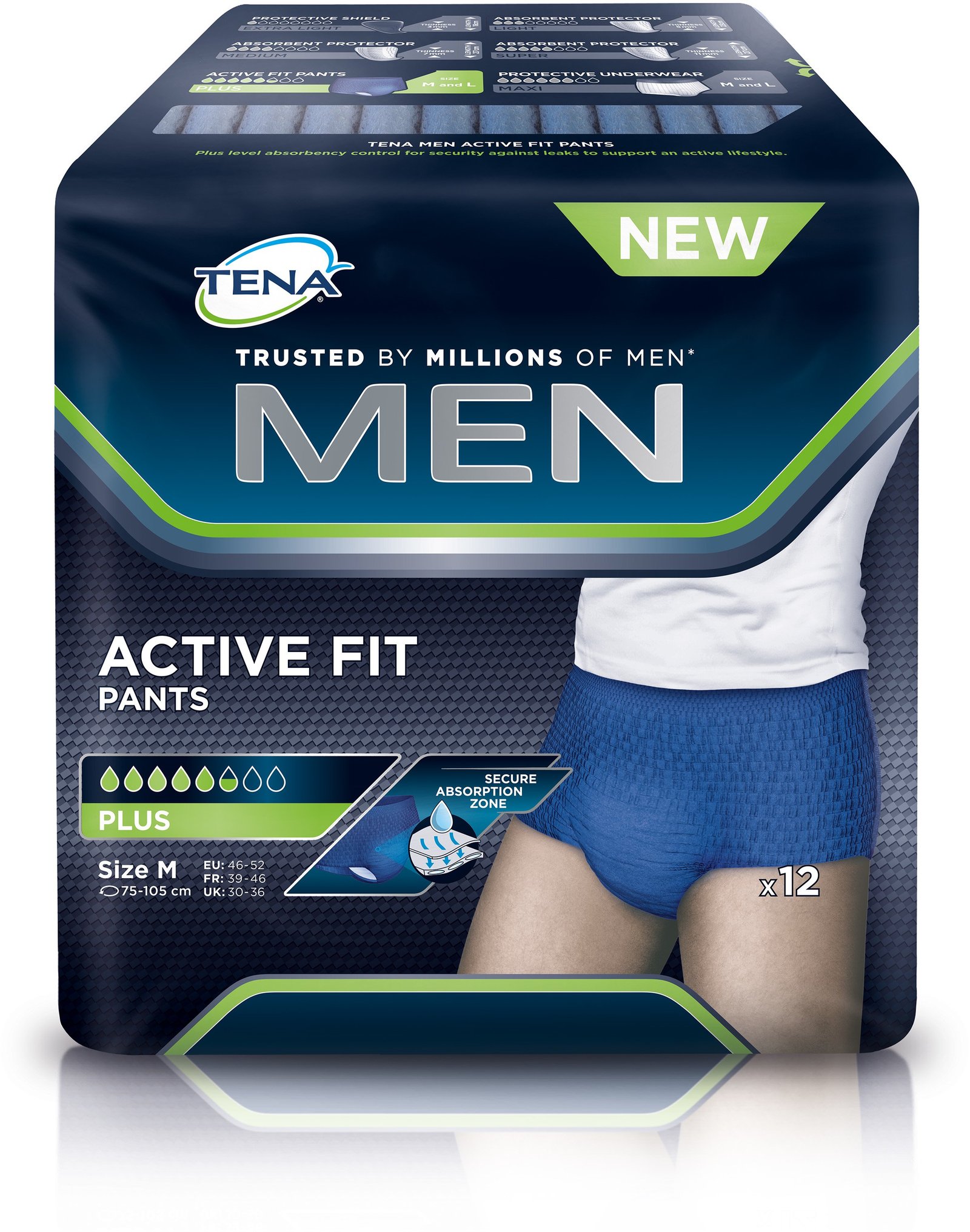 TENA Men active fit inkontinenskalsong medium 12 st
