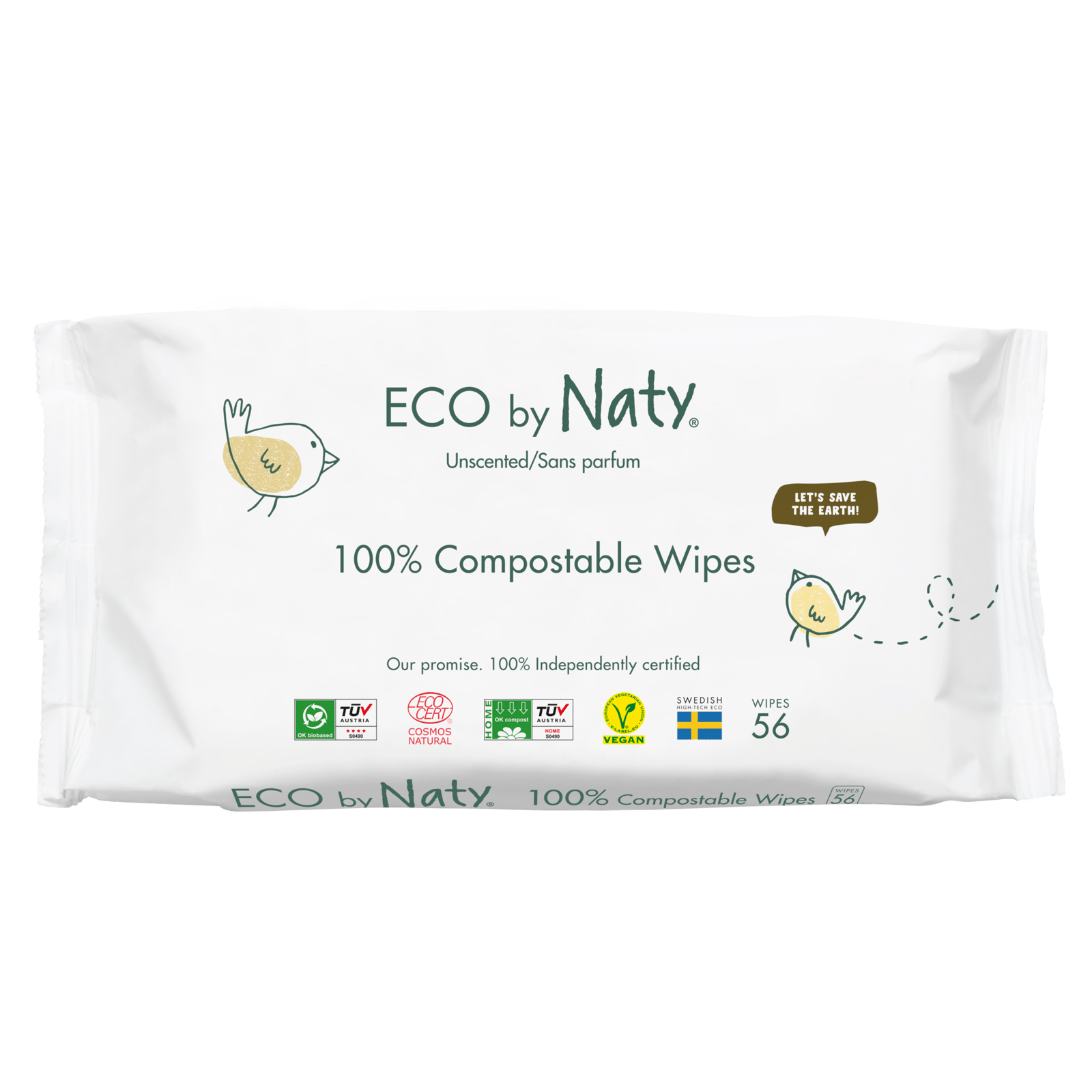 Naty Wipes Sensitive Unscented  56st