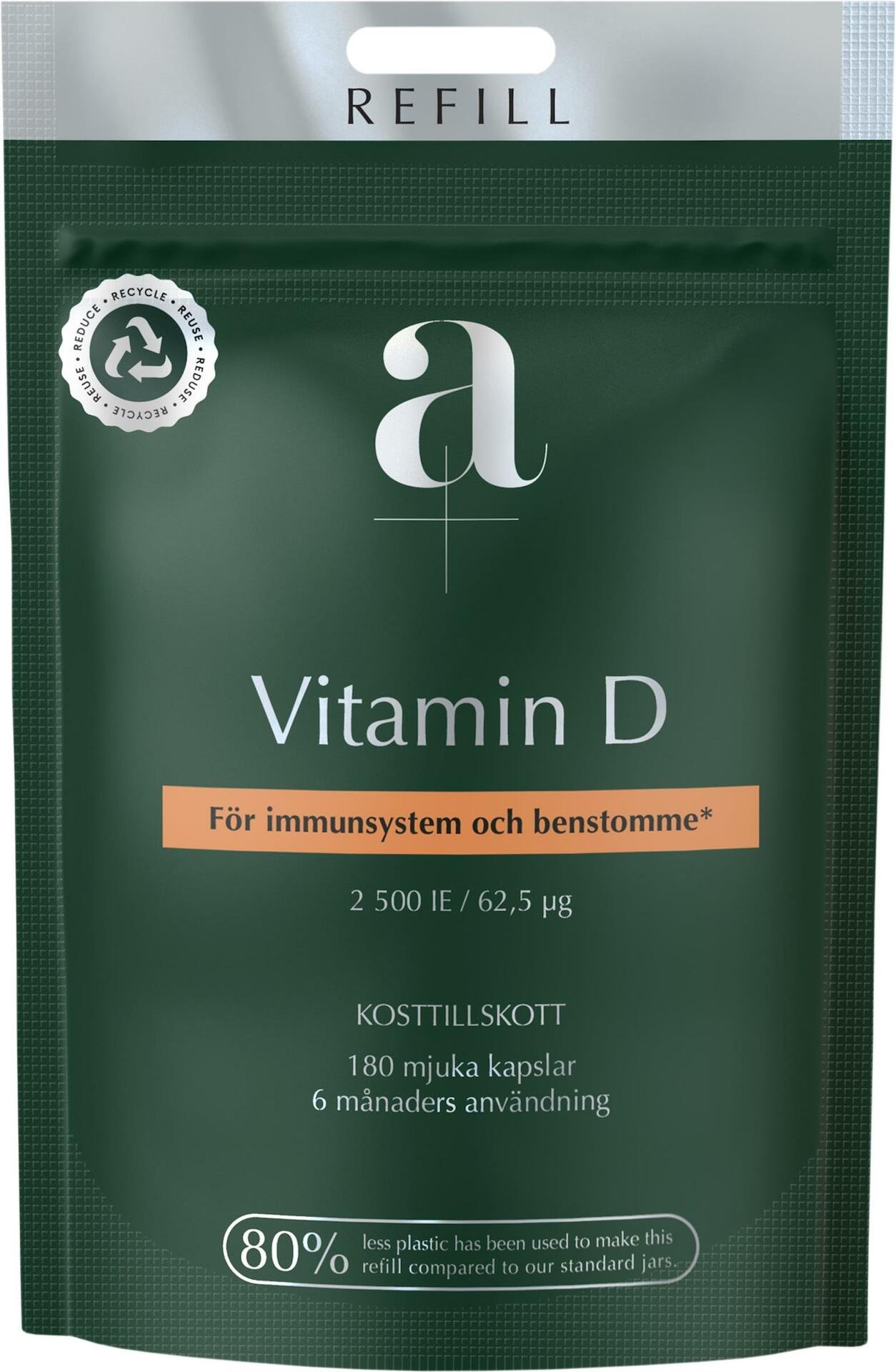 A+ Vitamin D 2500iE Refill 180 mjuka kapslar